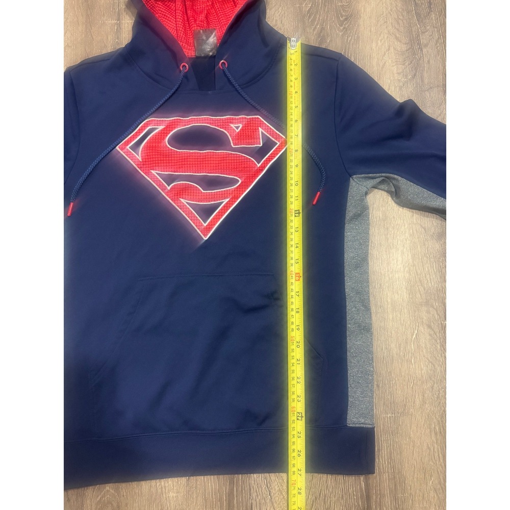 Superman DC Comics Performance Hoodie Navy Blue Gray Red Shield Logo‎ Mens Large - Picture 4 of 9